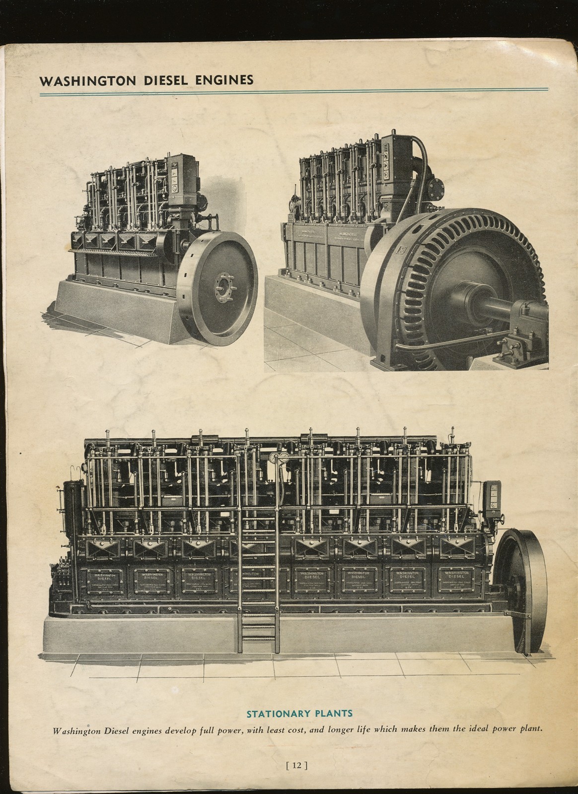1938 Washington Diesel Engines Iron Works Seattle CATALOG / BROCHURE