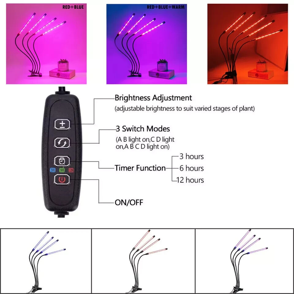 4 Heads LED Grow Light Plant Growing Lamp Light for Indoor Plants Full Spectrum