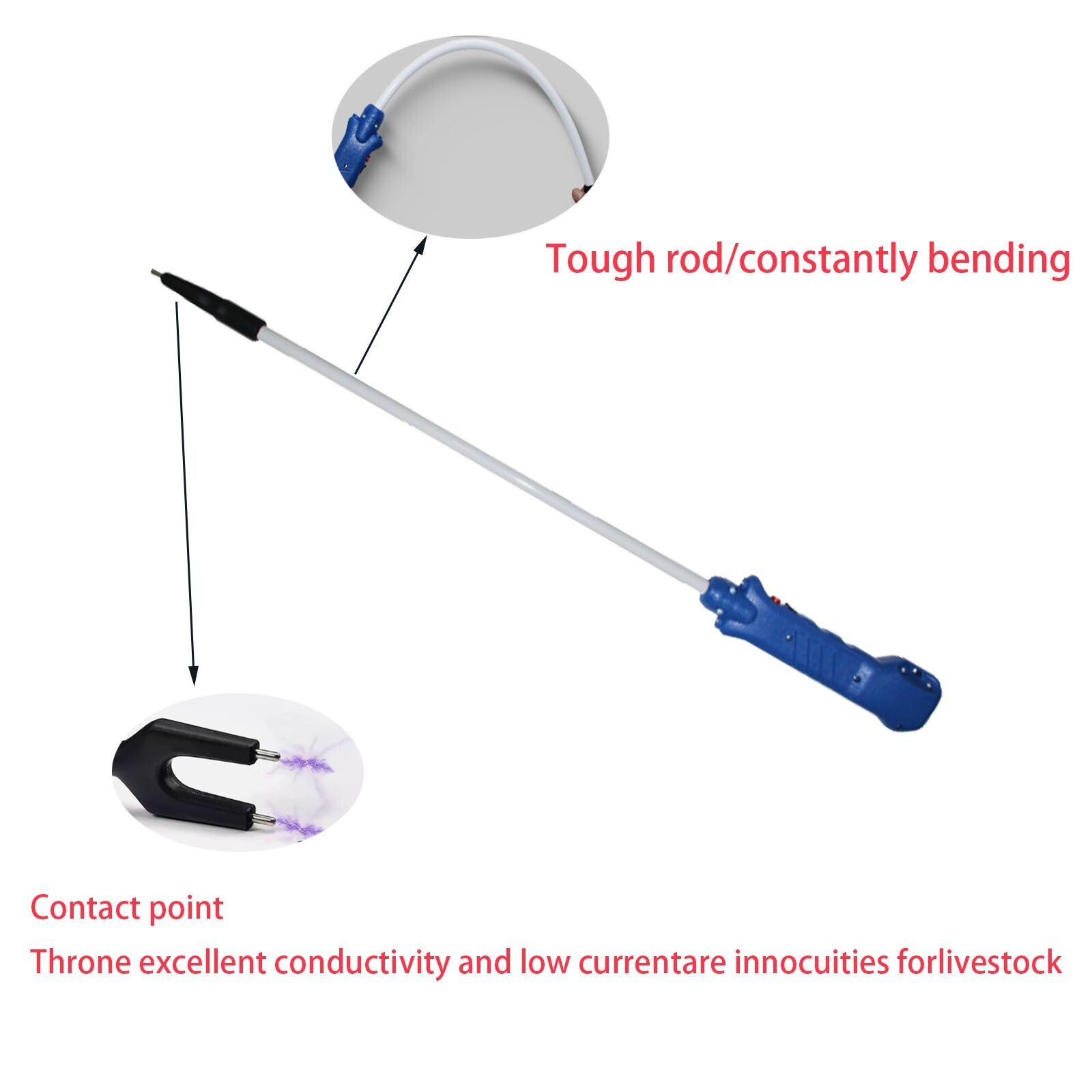 Rechargeable Livestock Prodw/ LED Electric Cattle Prod Stick 35cm/13.77in