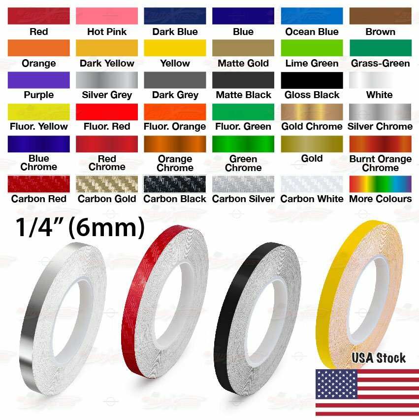 1/4" Roll Vinyl Pinstriping Pin Stripe Solid Line Car Tape Decal Stickers 6mm