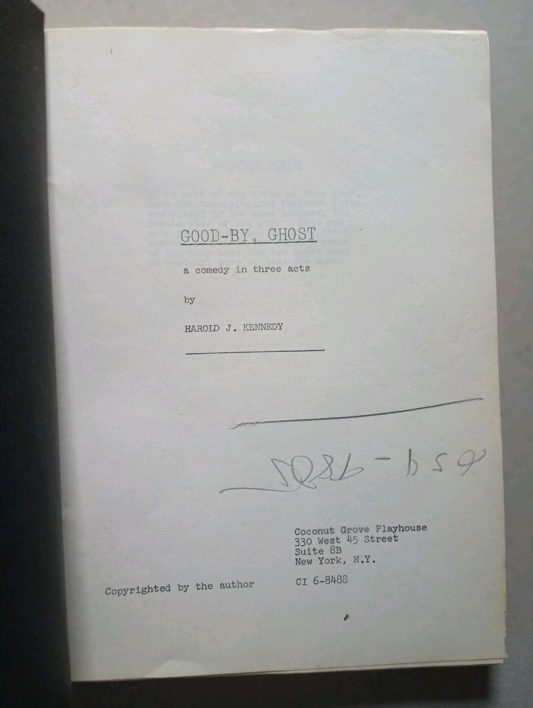 GOOD-BY, GHOST Harold J. Kennedy Comedy Play Script