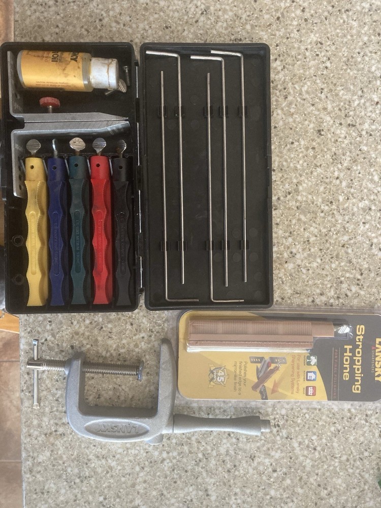 Lansky  Deluxe Sharpening System Plus Leather Stroping  And C Clamp Table Mount