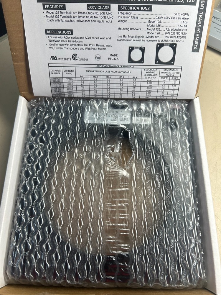 New - Flex-Core Current Transformer CAT 125-302 Ratio 3000:5A