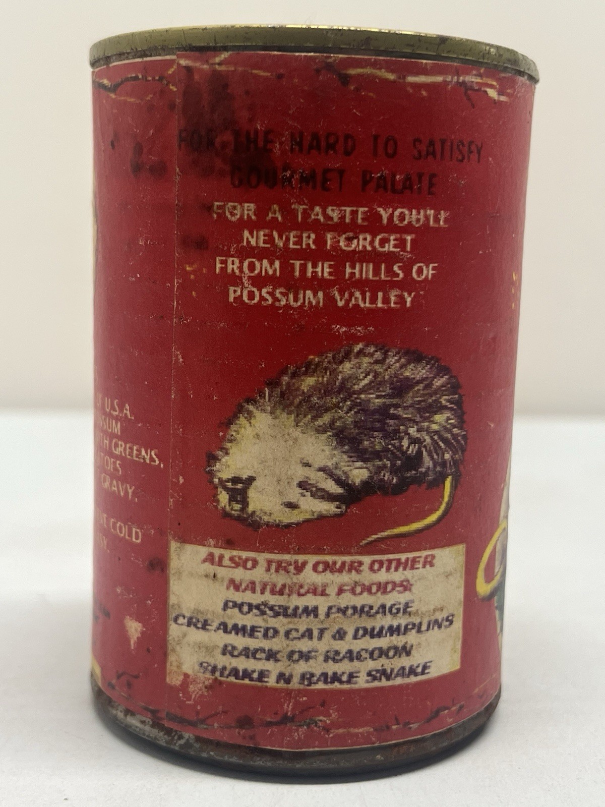 Creamed Possum in Coon Fat Gravy Gag Can Novelty Gift Used