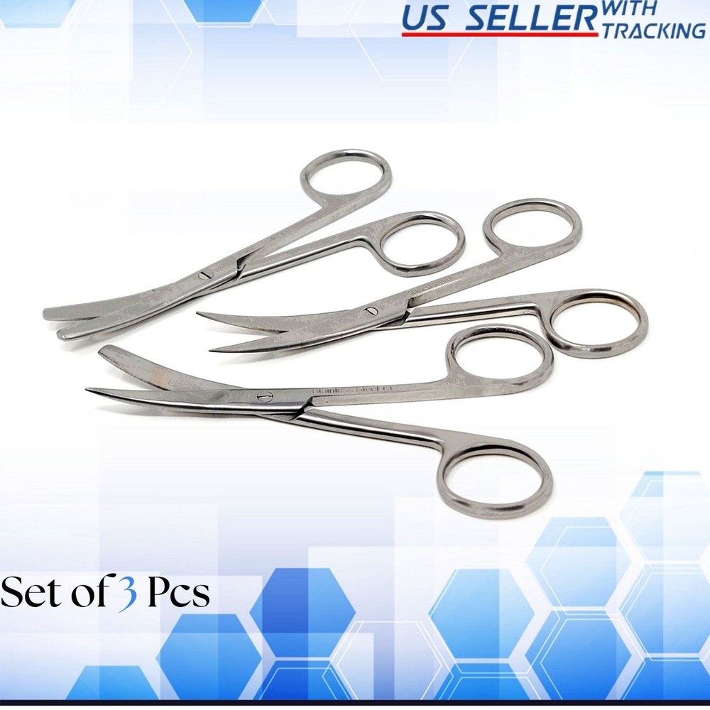 New 4.5" Operating Scissors Sharp / Blunt Curved Surgical Instruments Stainless