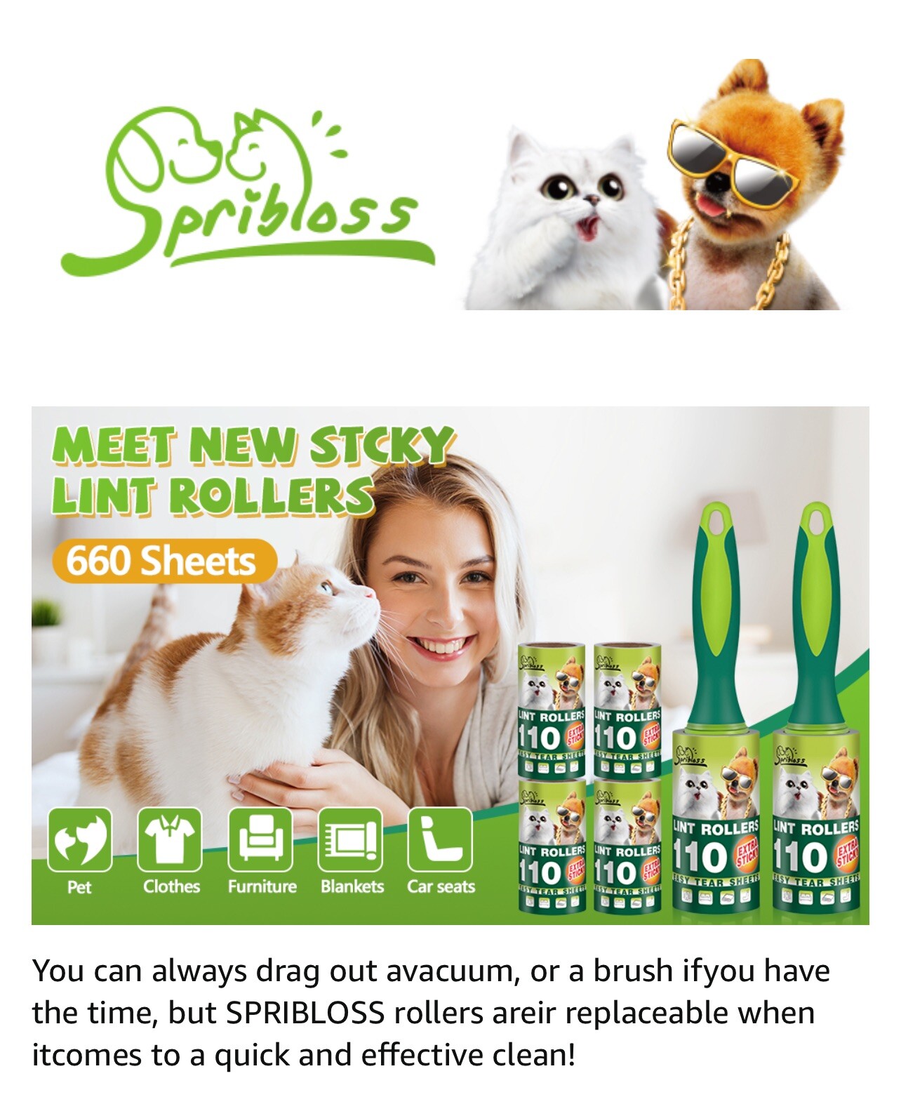 Lint Rollers for Pet Hair Extra Sticky, 660 Sheets Lint Roller with 3 Upgraded H