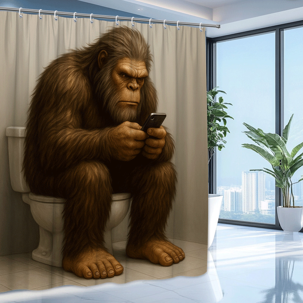 Funny Sasquatch Shower Curtain - Unique Bathroom Decor