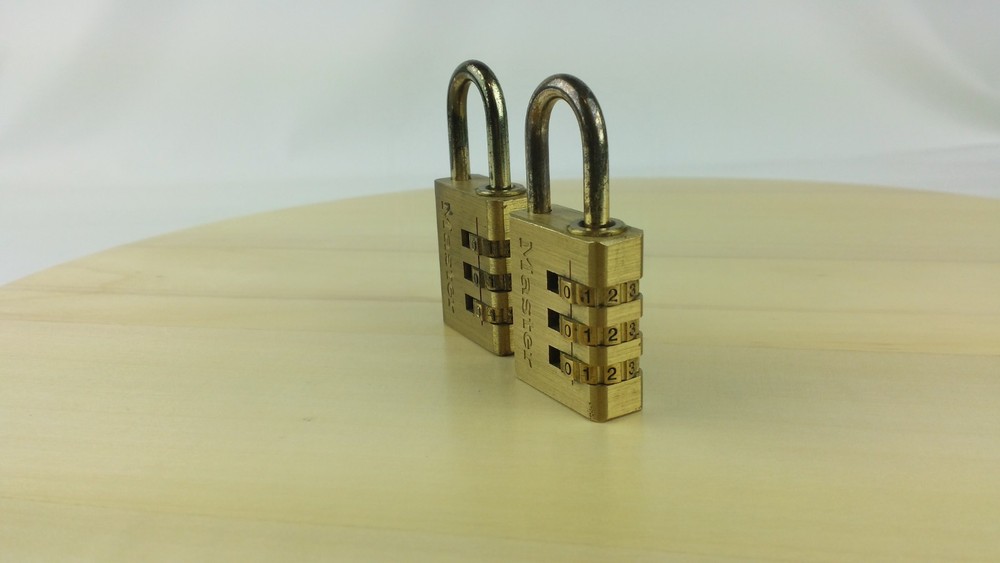 2x Master Padlock 3-Digit Combination Resettable Lock Bronze