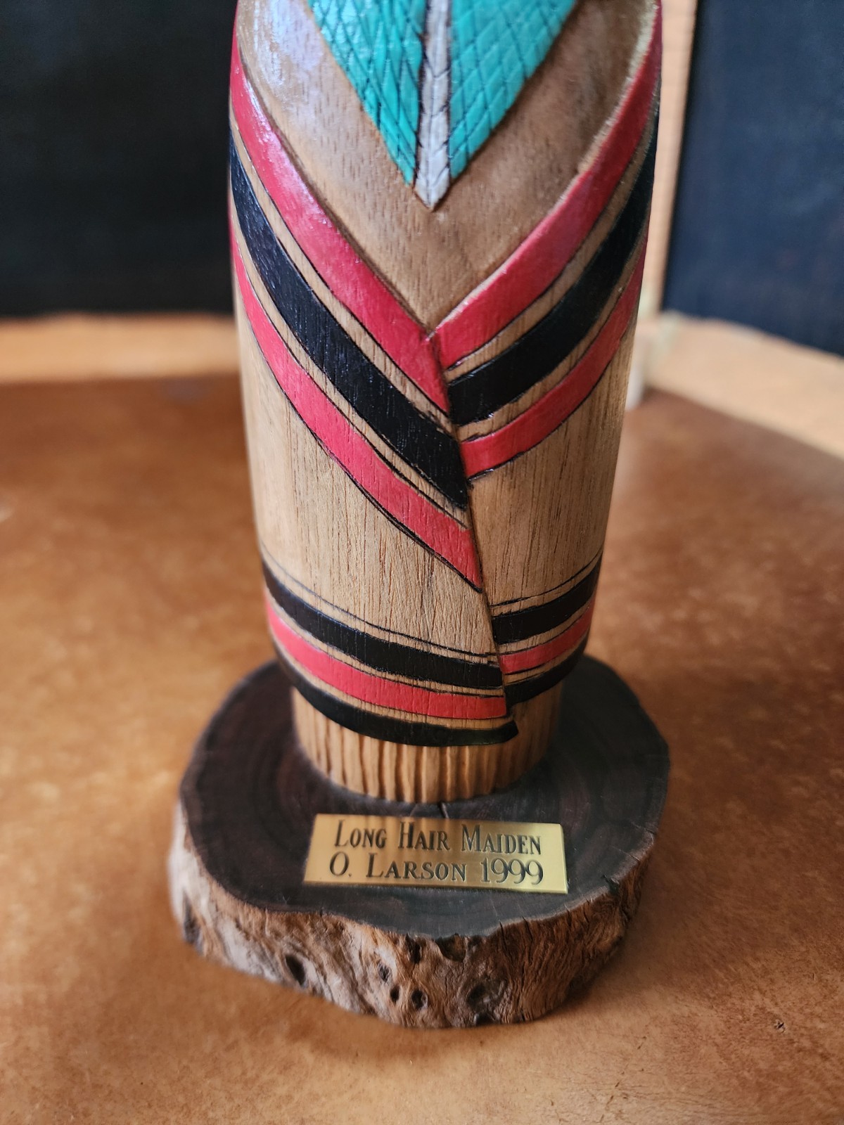 Vtg Native Hopi Hand Carved & Painted Long Hair Maiden Kachina Doll By O. Larson