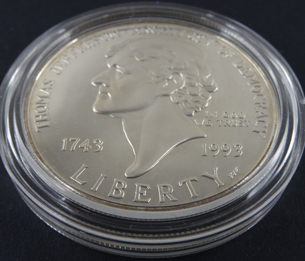 1993-S Thomas Jefferson Proof Silver Dollar US Mint $1 Commemorative Capsule