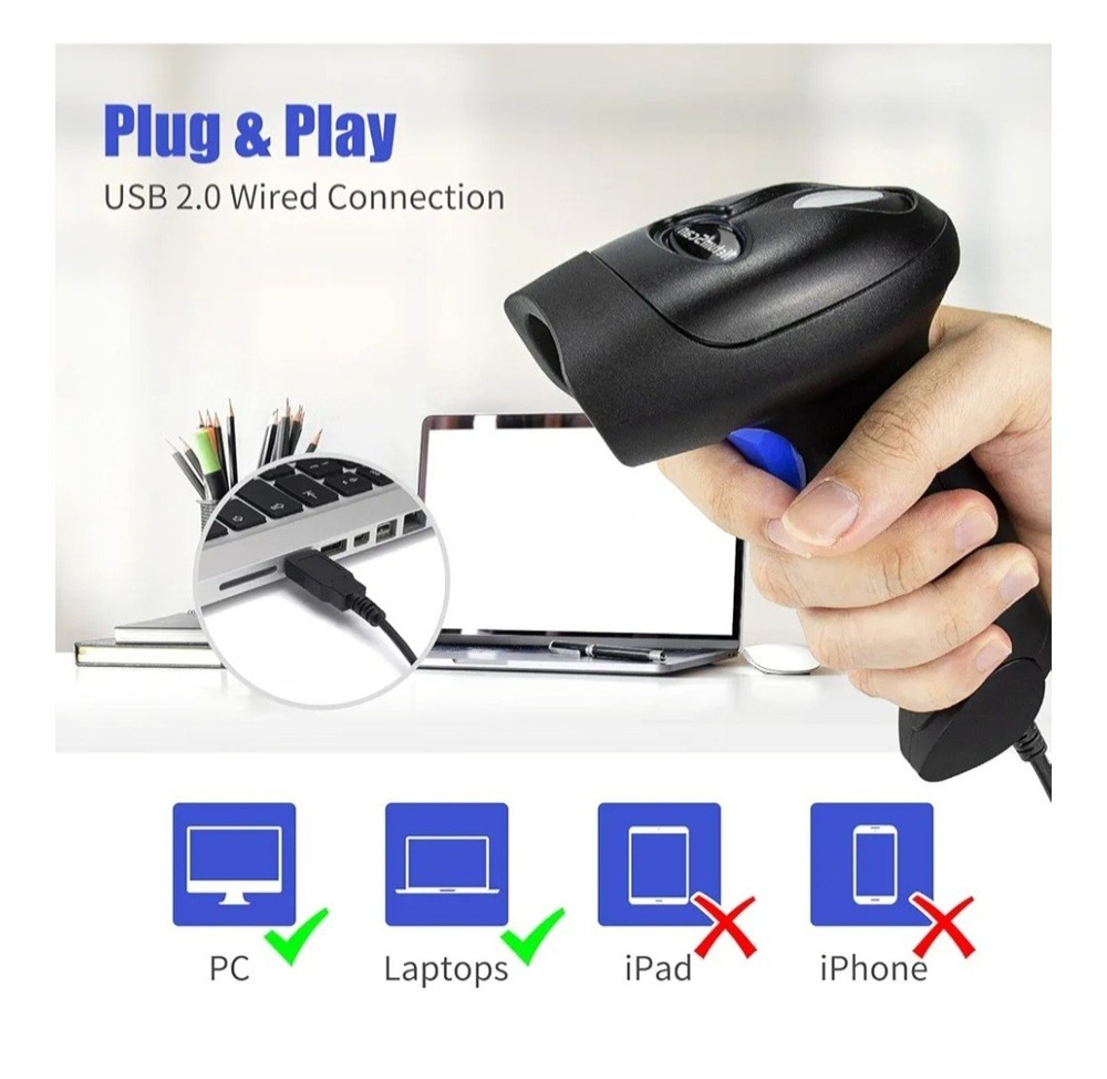 NetumScan Handheld USB CCD Barcode Reader Supports Screen Scan UPC Bar Code