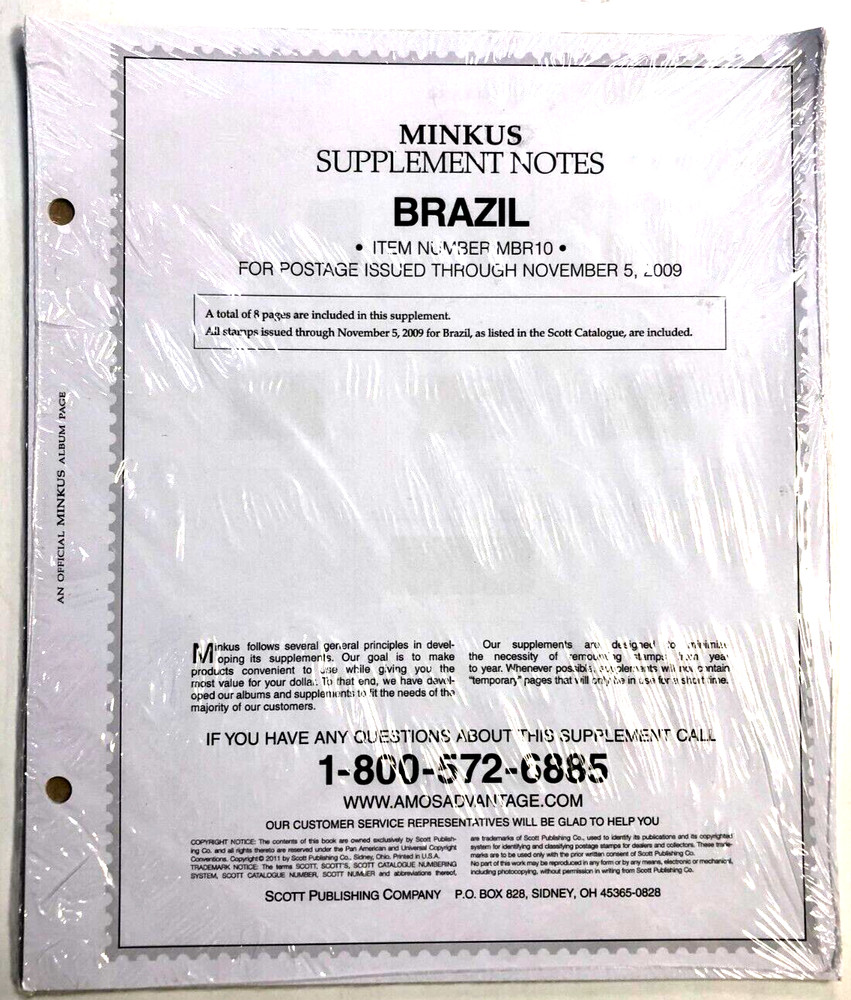 Minkus 2010 BRAZIL Stamp Album Supplement Pages MBR10
