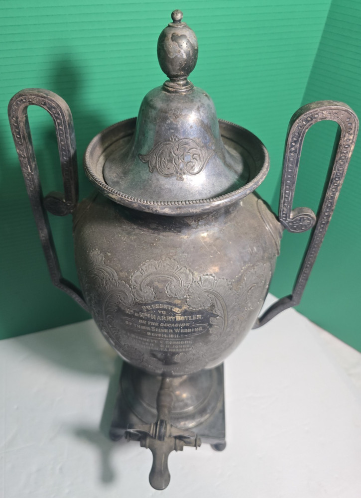 VTG WALKER & HALL VICTORIAN SILVER PLATE SAMOVAR "MAKER'S MARK"