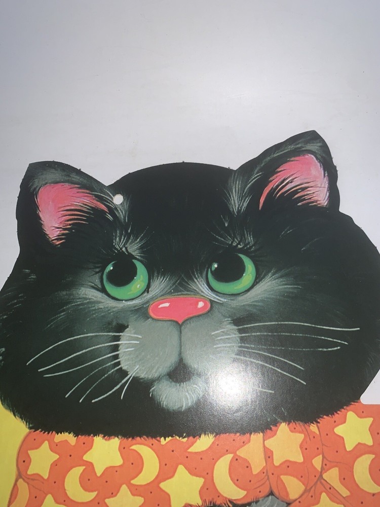 Vintage Halloween EUREKA Die Cut Double Side LARGE BLACK CAT