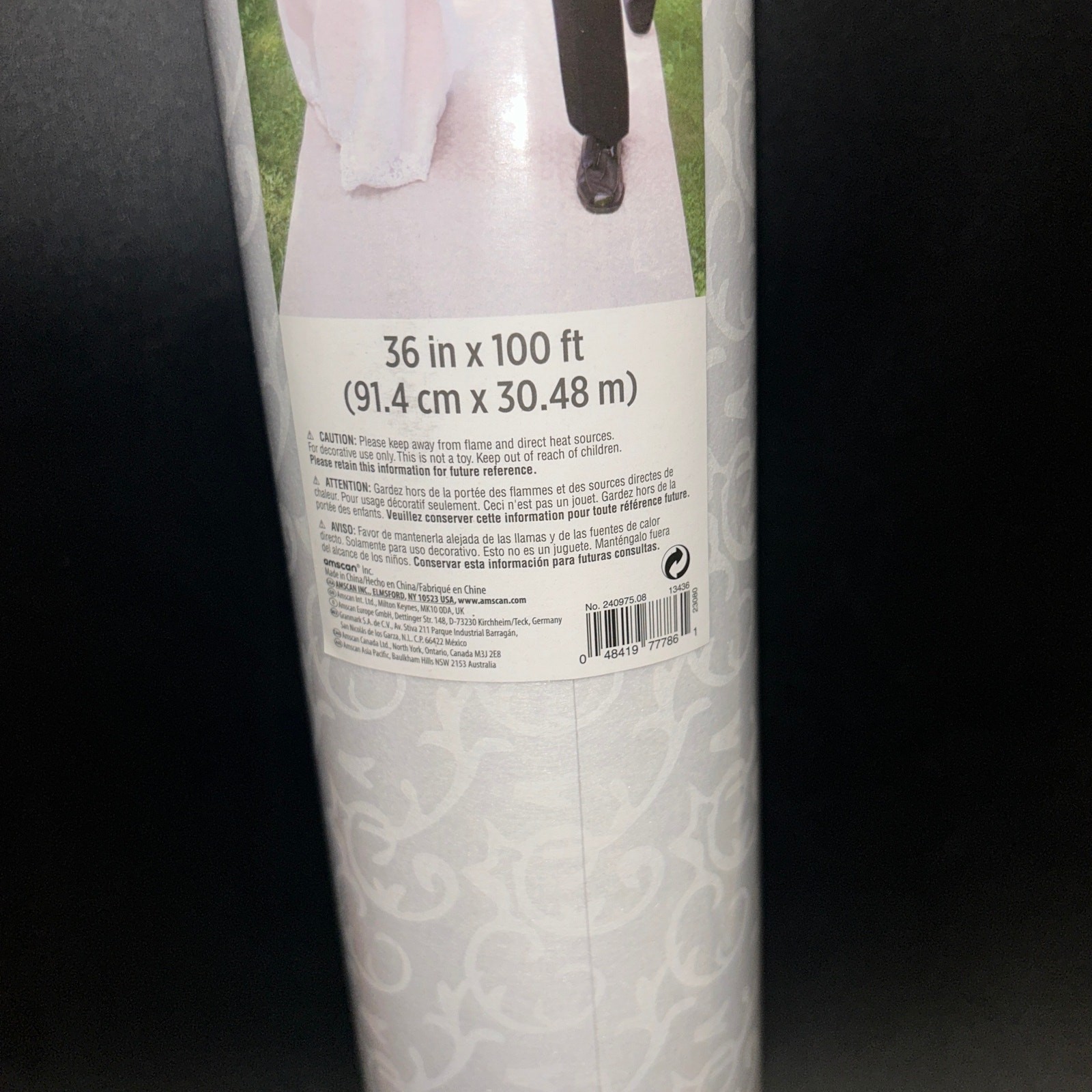 New Amscan Elegant White Paisley Wedding Aisle Runner 100 Feet x 36"