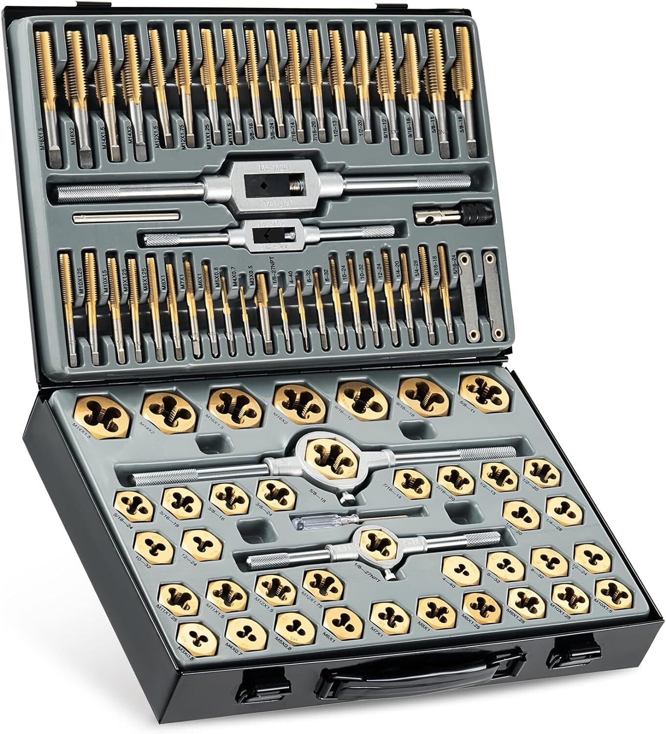 86PC Titanium Coated Steel Tap And Die Set SAE METRIC Tools Tapping Thread