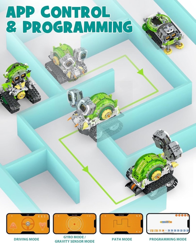 478Pcs Interactive STEM Robot Kit with APP Control - Perfect Gift for Ages 6-12