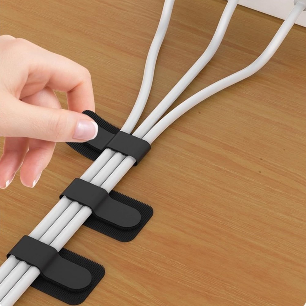 100PCS Hook Loop Cable Straps, Self Adhesive