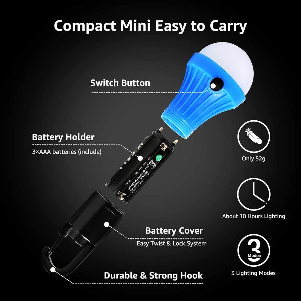 Lepro LED Camping Lantern, Camping Essentials, 3 Lighting Modes, Hanging Tent Li