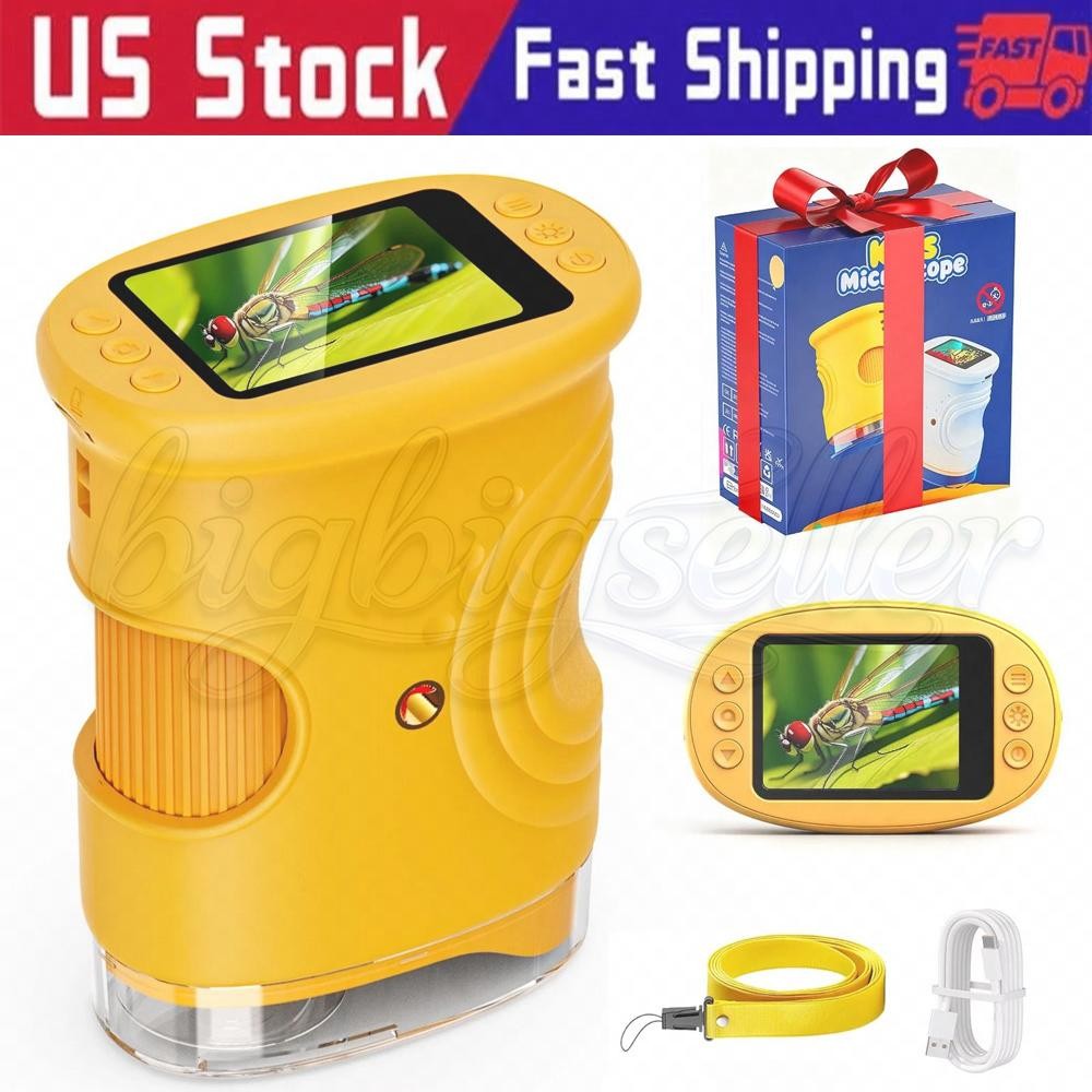 Microscope for Kids - 1000X Kids Handheld Pocket Microscope with 4K IPS Scree...