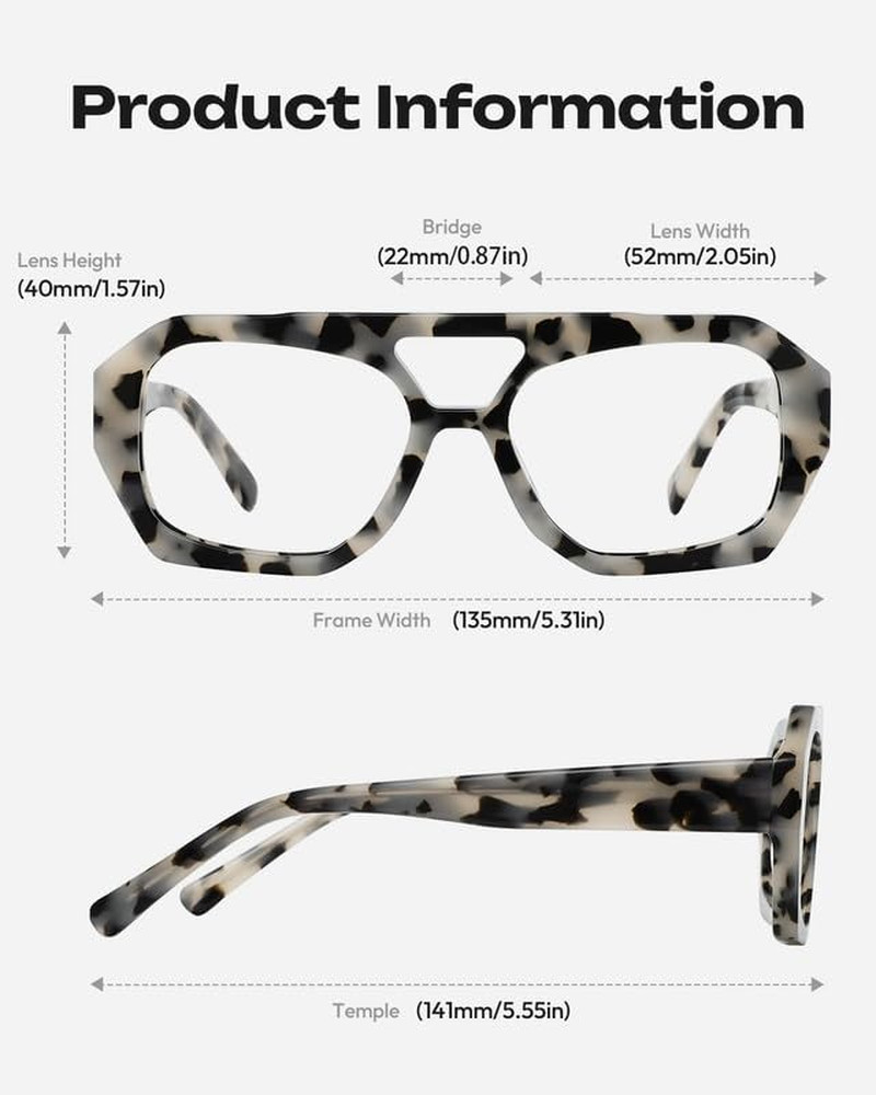 Blue Light Glasses - 98%+UV400 Filter,Acetate Preppy Rectangle Frame for Work/Ga