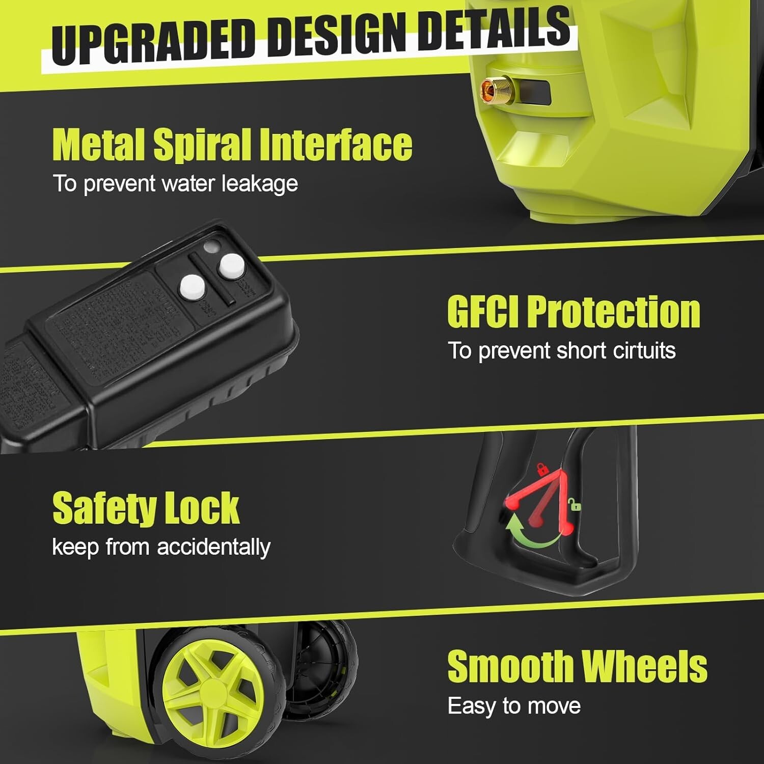 Electric Pressure Washer 4800PSI Max 4.0 GPM Power Washer Cleaning Machine Green