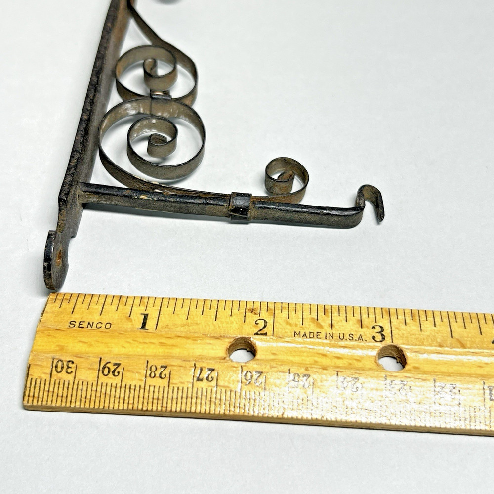 Victorian Cast Iron Wrought Scroll Bracket Wall Hanger Hook Black Single Small