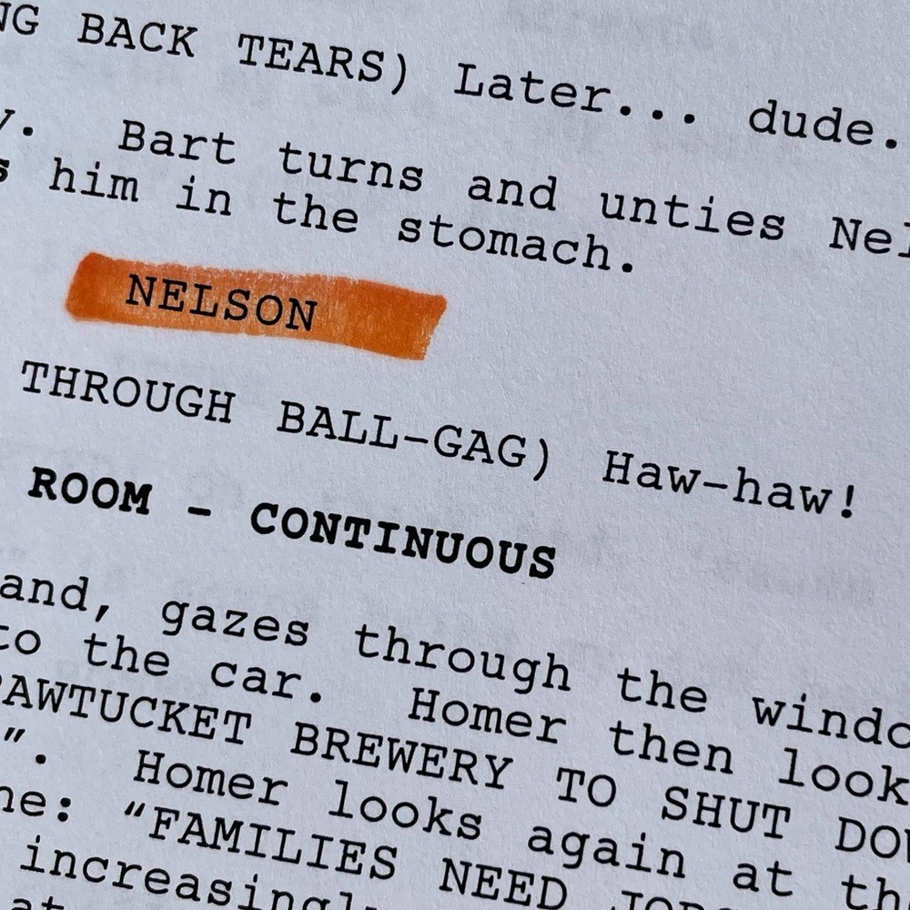 Family Guy Nancy Cartwright Bart Simpson 2013 Simpsons Used Table Draft Script