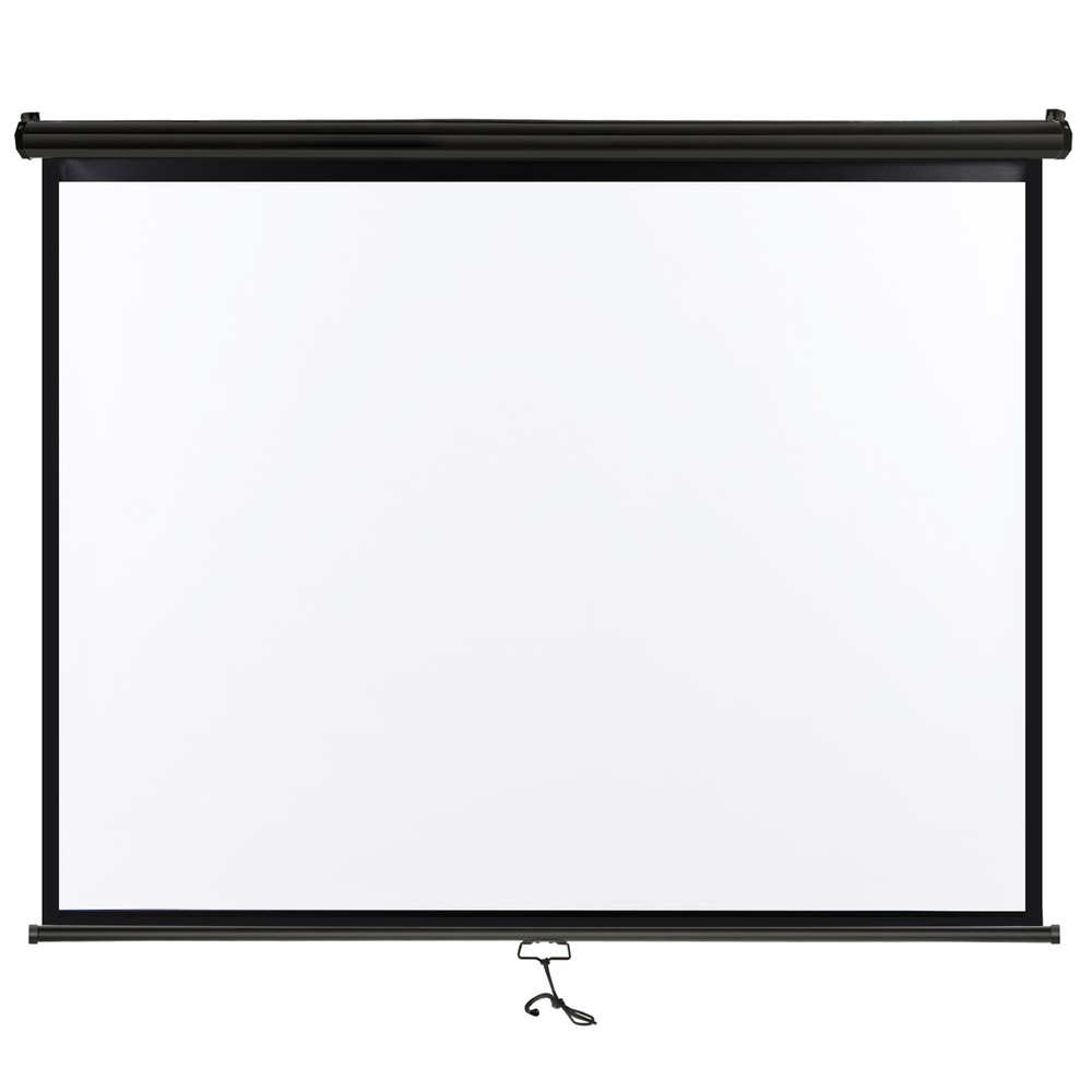 Projector Screen 72 Inch Diagonal Projection Screen Manual Pull Down 4:3HD Black