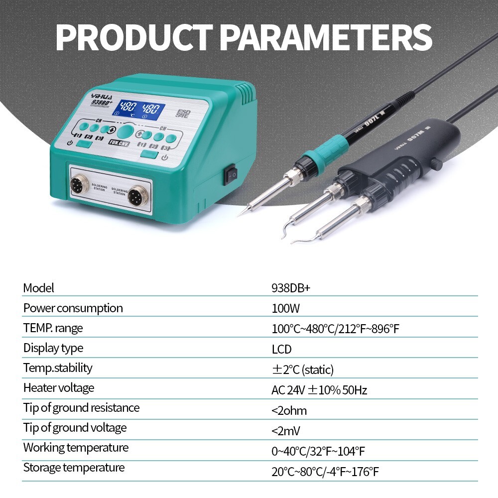 YIHUA 938BD+ Tweezers Soldering Station 2 in 1 Soldering Iron Kit Rework Station