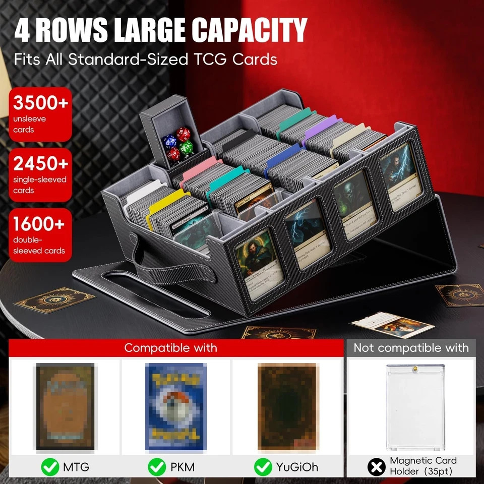 Trading Card Storage Box 3500+ Magnetic MTG Deck with Handle Commander
