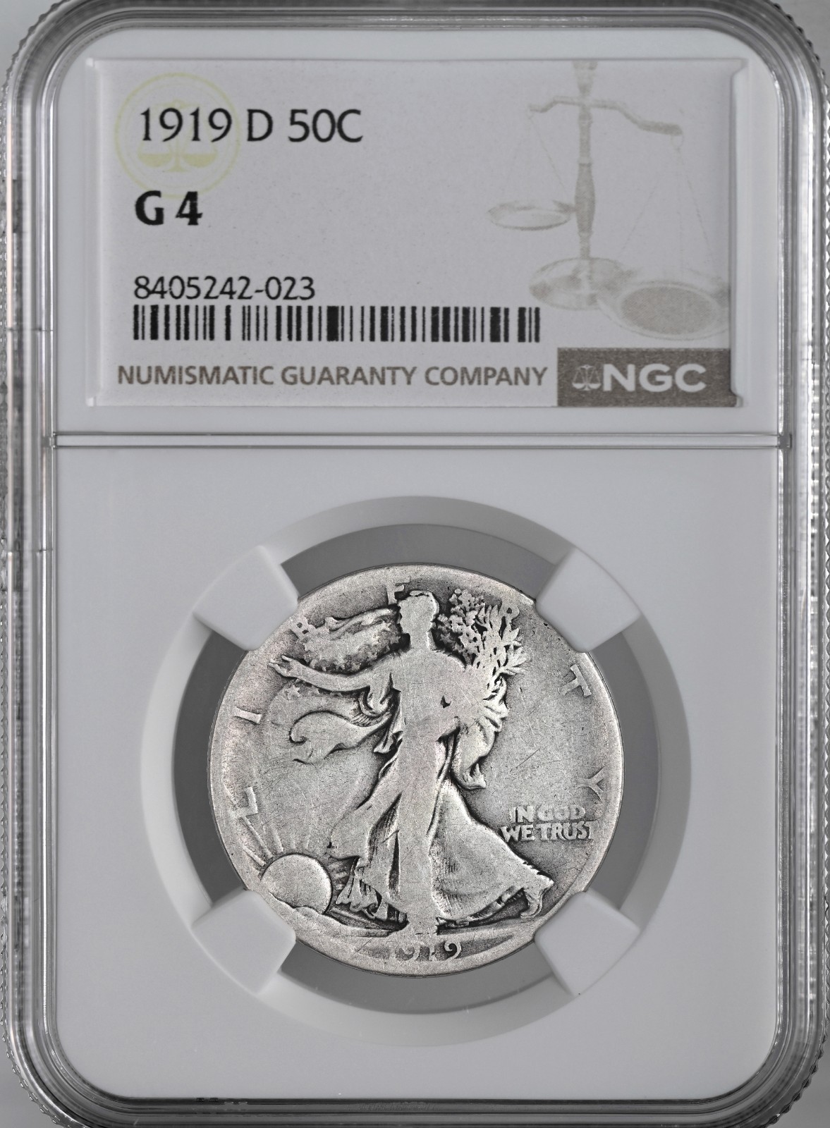 1919-D  50C  WALKING LIBERTY HALF DOLLAR  "DENVER"  NGC G4  #8405242-023