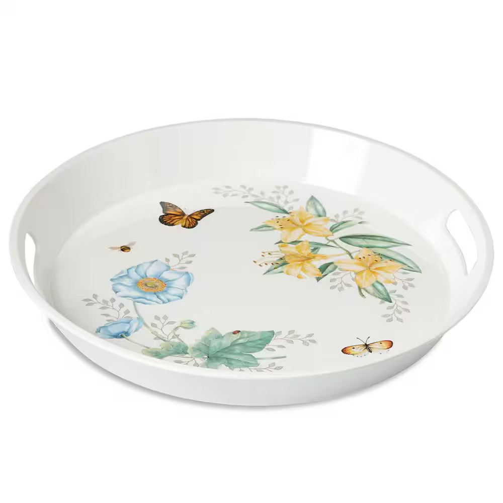 Butterfly Meadow Melamine Multi Color Large round Tray