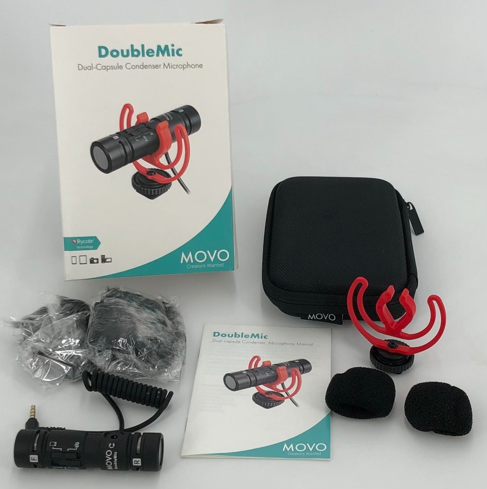 DoubleMic V2 Two-Sided Shotgun Mic for Camera Vlogging Dual Capsule External Mic