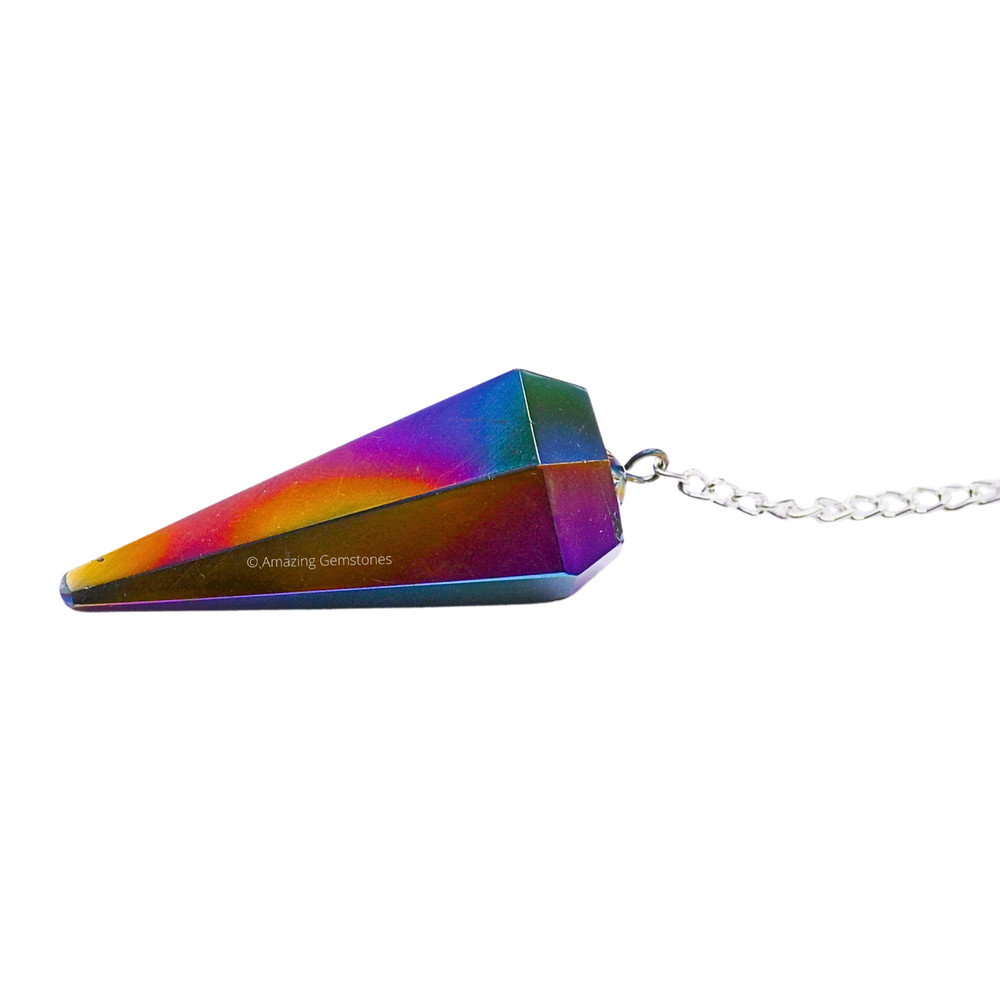 Titanium Aura Quartz Dowsing Crystal Pendulum