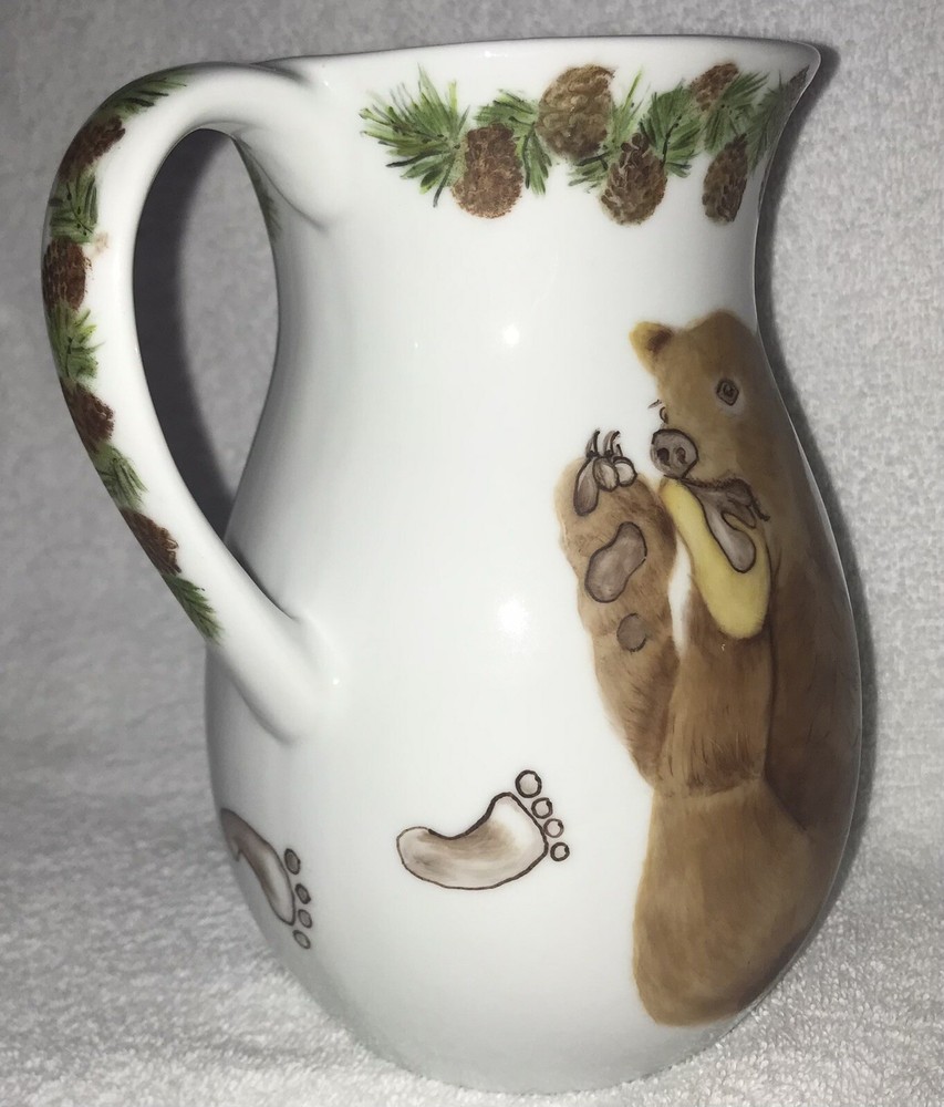 Signed Hand Painted Honey Bear Pitcher