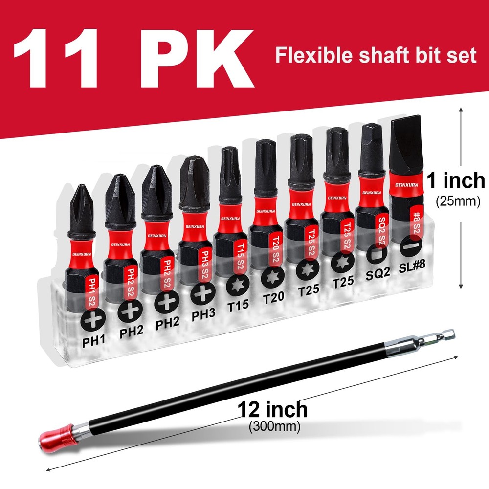 Geinxurn Flexible drill bit Extension Screwdriver Bit Holders, 1PACK Black