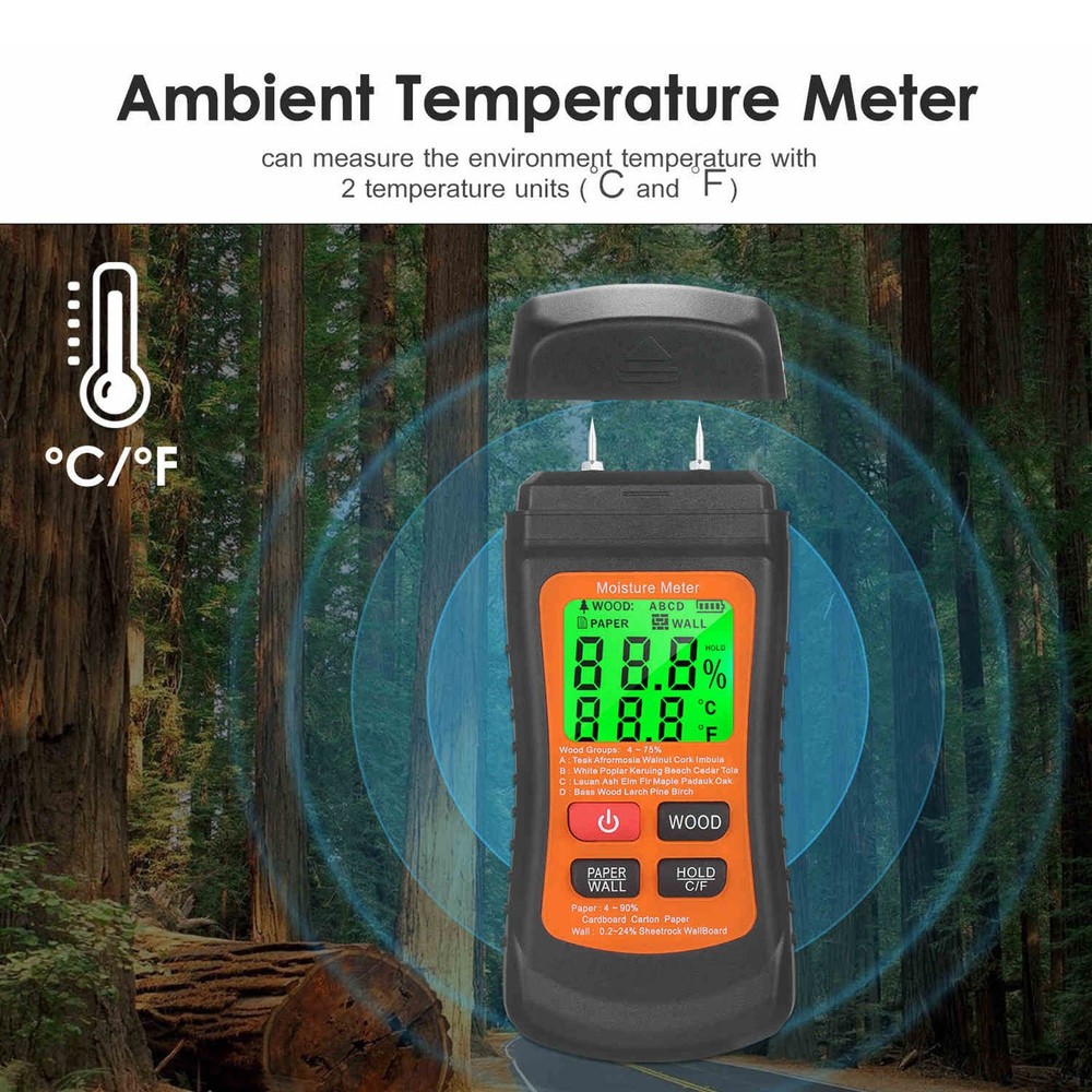 Moisture Meter for Wood Wall Paper Caravan Damp Plasterboard Testing Device