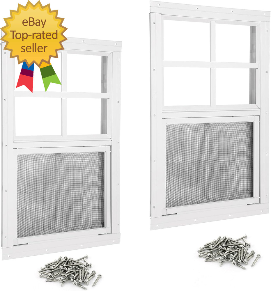 Shed Windows 2 Pack 18" W X 27" H Flush Mount White Window