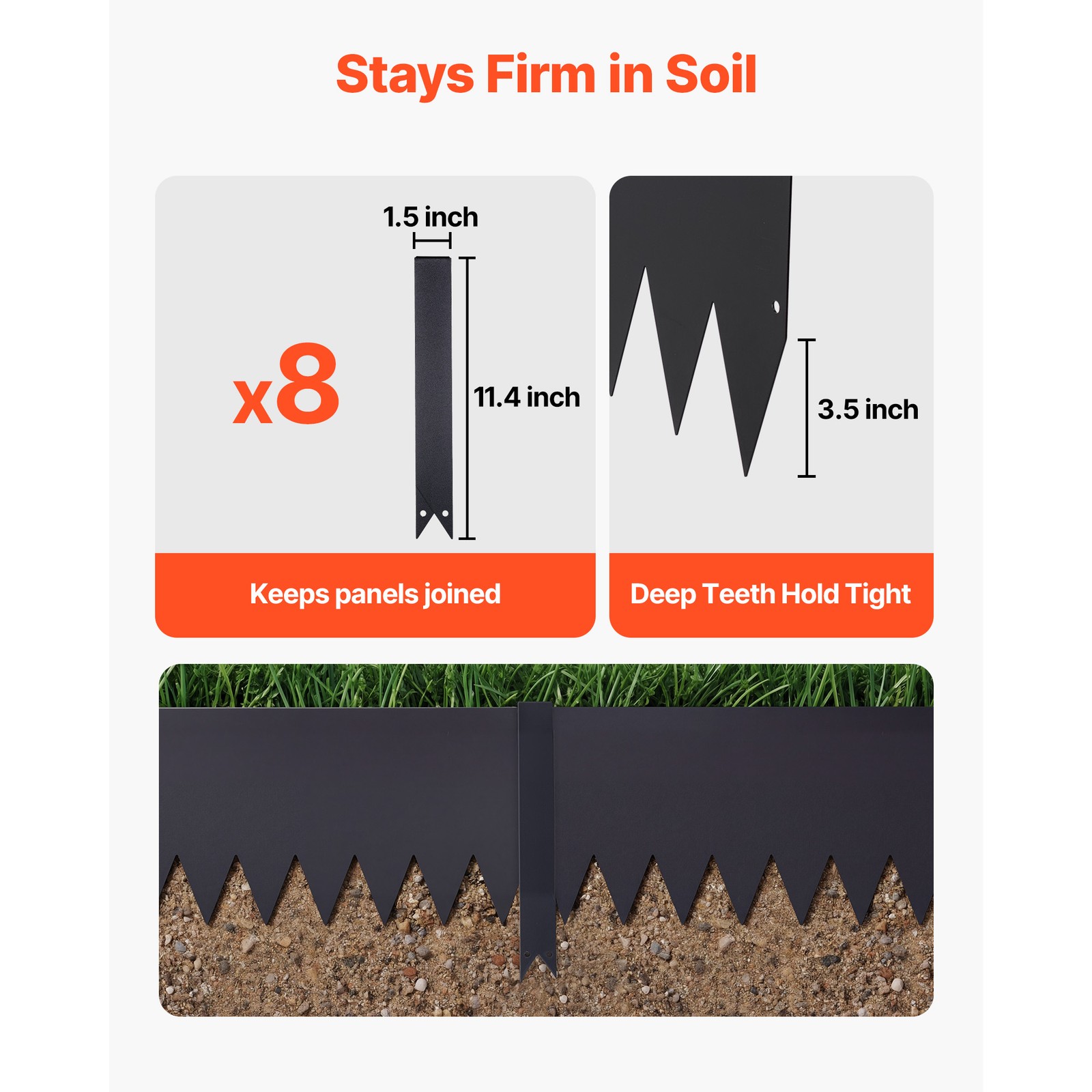 Uimoso Galvanized Steel Landscape Edging 40 x10 in Metal Garden Border, Set of 6