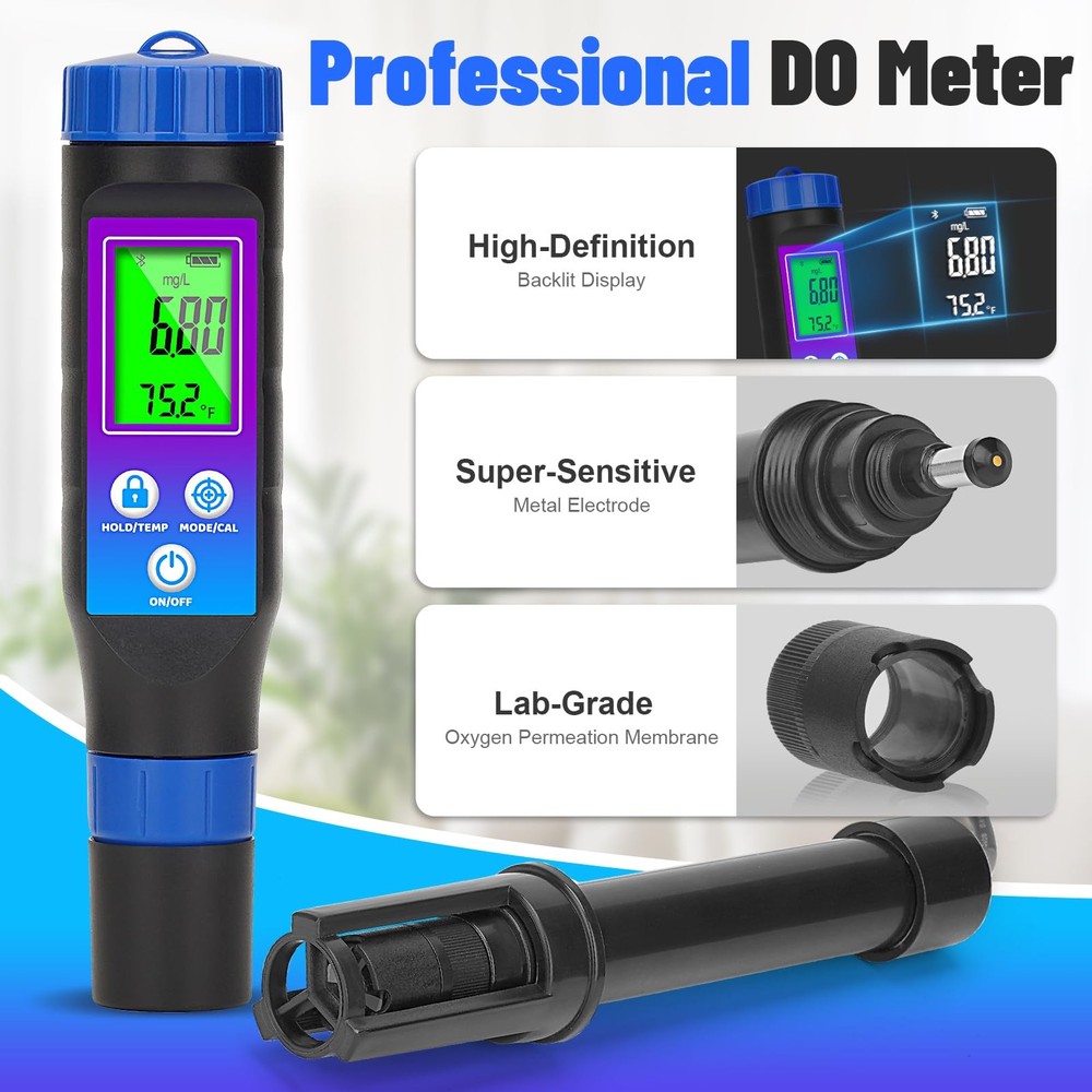 Smart Dissolved Oxygen Tester for Aquarium Digital Meter with Portable DO Probe