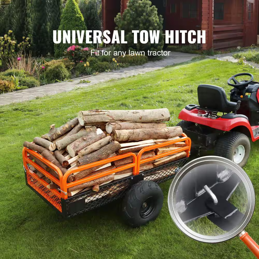 1500 Lbs. 15 Cu. Ft. Steel Havy-Duty ATV Trailer Dump Cart, Garden Cart Garden U