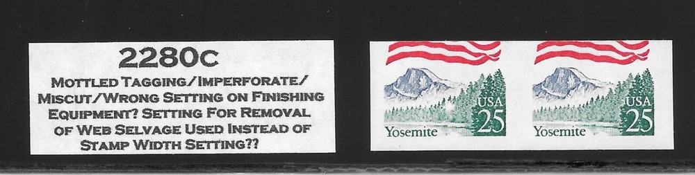 IMPERFORATE ERROR Coil Pair Scott #2280c--MOTTLED Tagging-MISCUT/Finishing Error