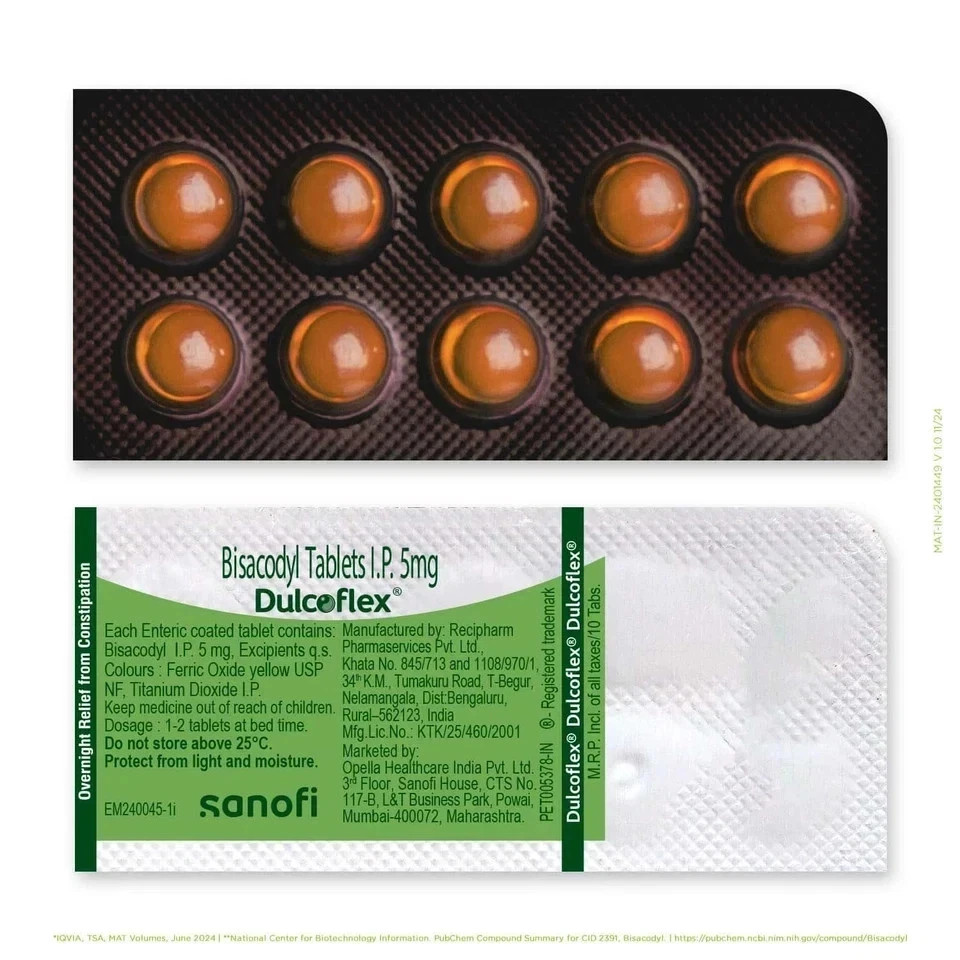 (1000 Tablets) DULCOFLEX TWELVE PLUS 5MG GASTRO RESISTANT TABLETS