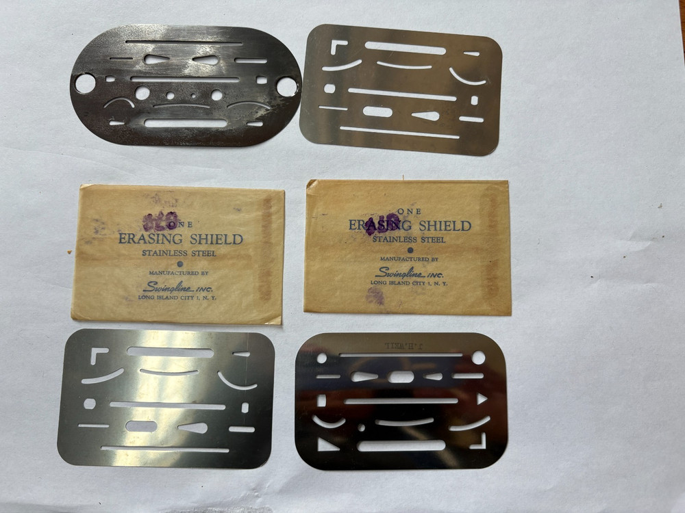 Vintage Ames Lettering Device Original Envelope Instructions & Erasing Shields