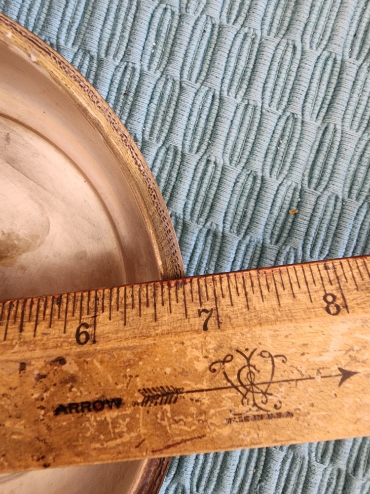 Vintage Silver on Copper Bed Warmer Silent Butler Crumb Catch WoodHandle Serpent