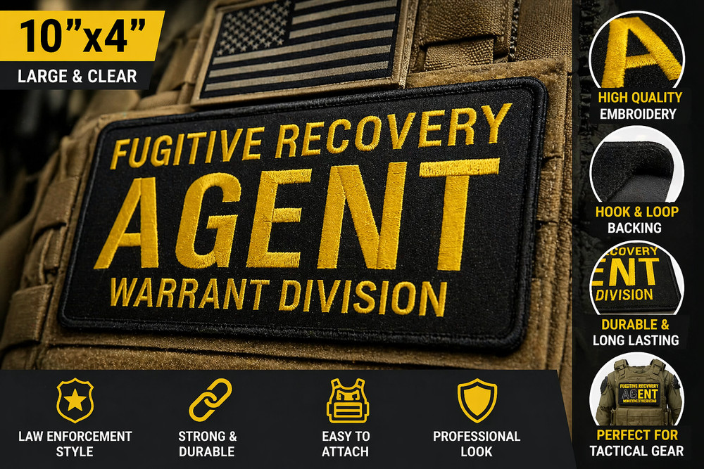 Fugitive Recovery Agent Patch 10x4 Tactical Embroidered Hook Loop Badge