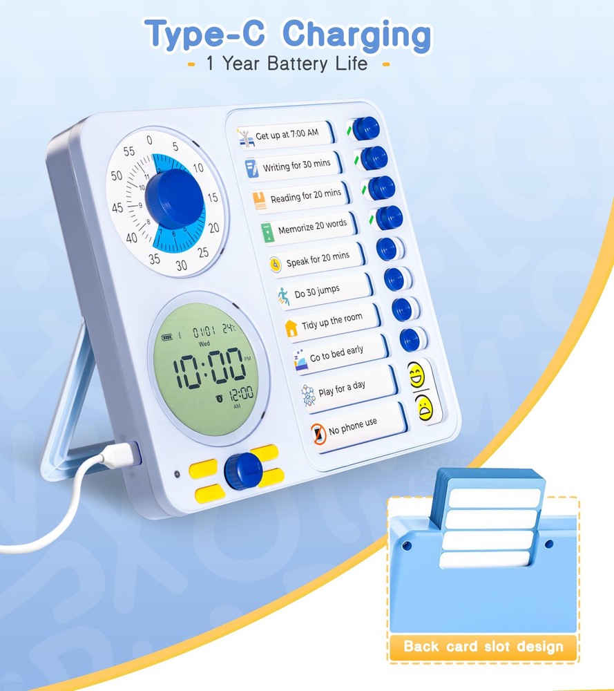 3-in-1 Visual Timer Task Timer with Chore Chart Board, ADHD Tool for Adults V...