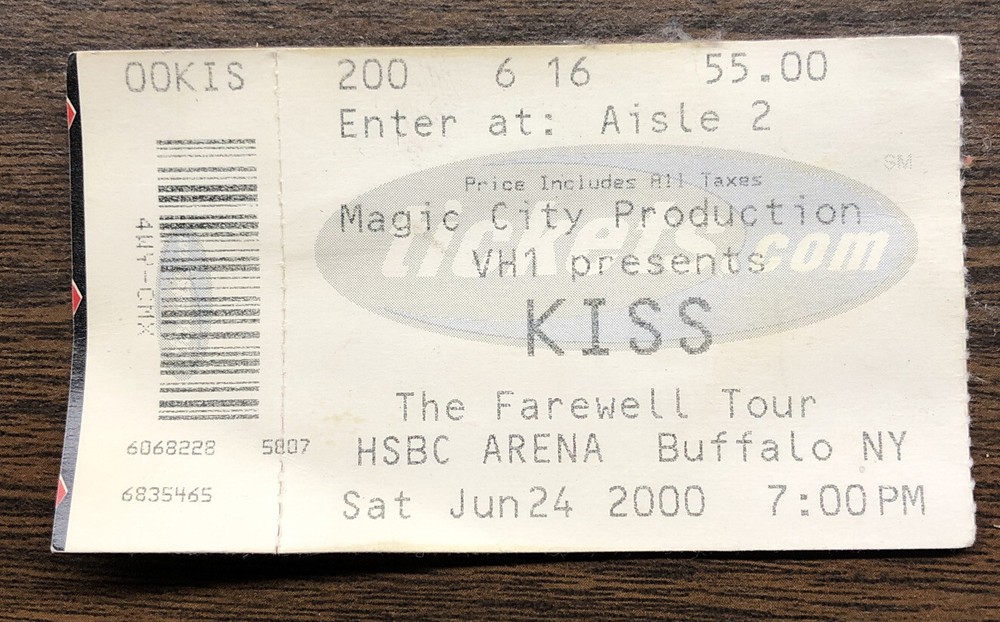 Vintage 2000 Kiss Concert Ticket FAREWELL TOUR Buffalo New York HSBC Arena