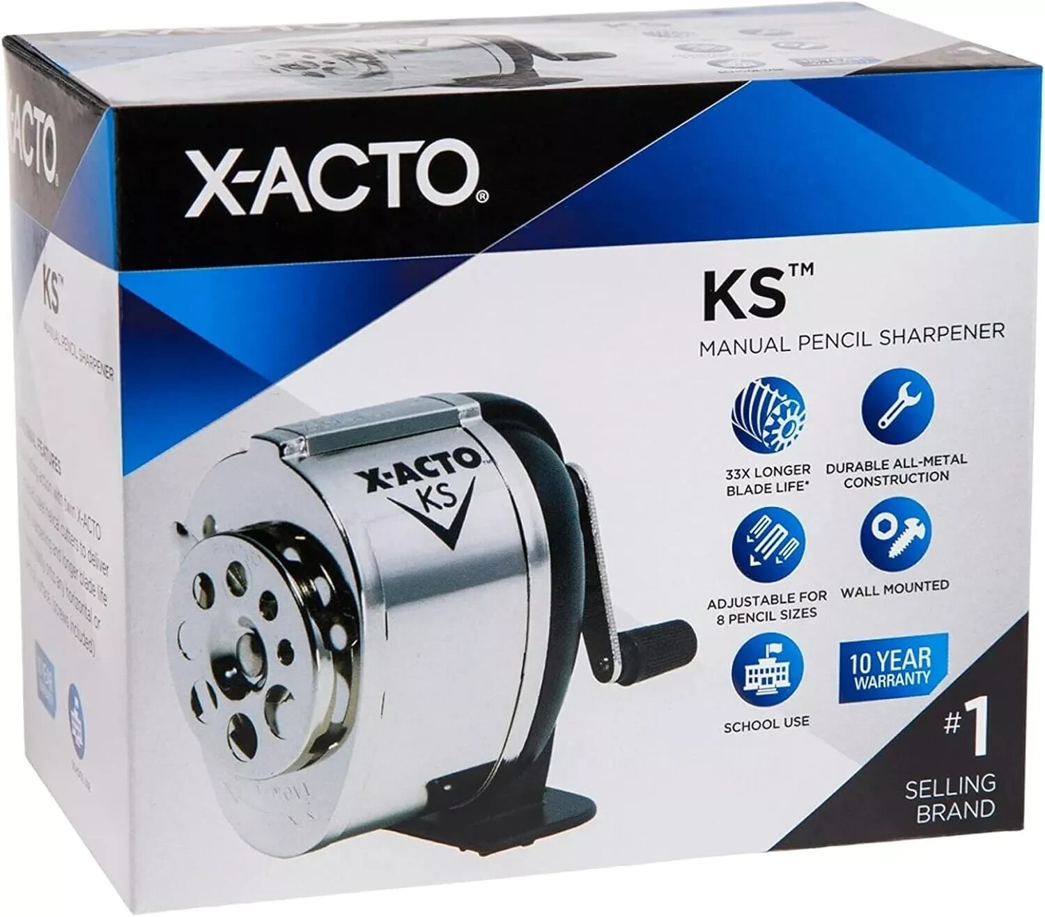 Pencil Sharpener Wall Mount Manual Crank School Vintage Look Boston Metal Desk